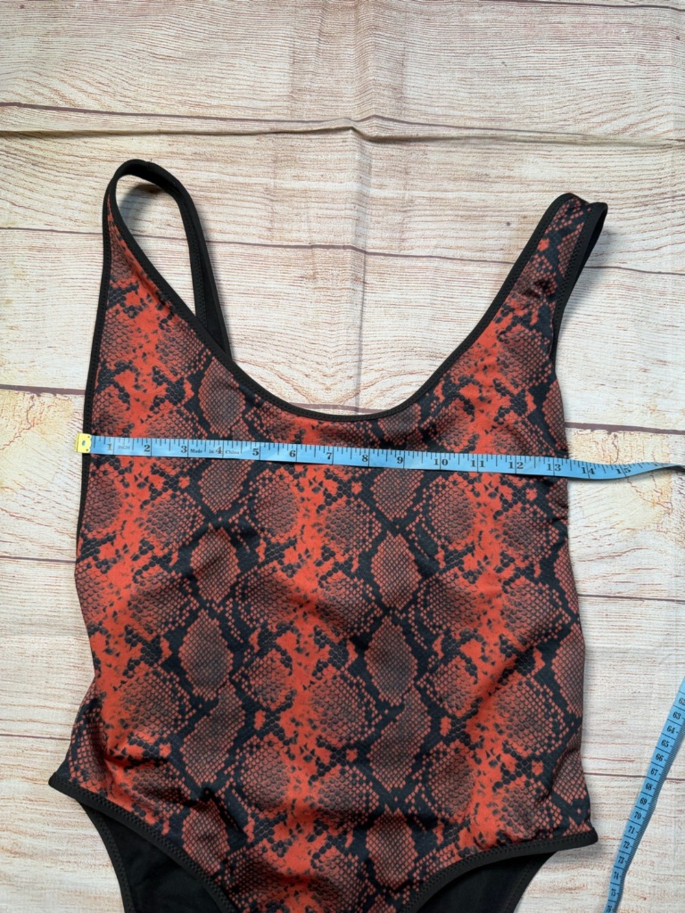 Topshop Red and Black Snake Print One-Piece Swimsuit - Picture 2 of 5